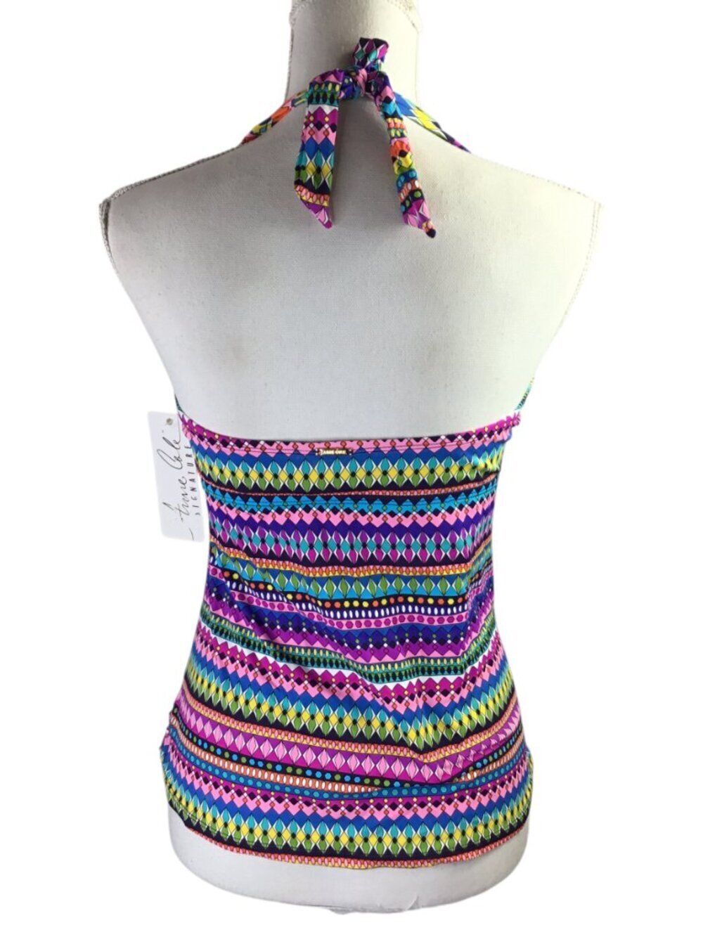Ann Cole NWT Tankini Halter Size 38 B/C Ruched Front Removable Cup Bright Colors - Picture 4 of 9